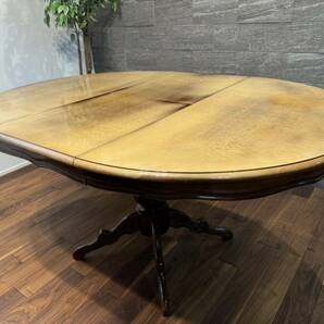 イタリア製 ロココ調ダイニングテーブル 伸長式約35万円 西洋クラシック様式 ヴィンテージテーブル アンティーク ラウンドテーブル の画像1