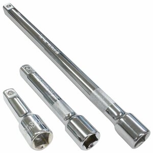 【メール便】エクステンション バー 3本 セット 差込角 1/2 12.7mm 250mm 125mm 75mm 工具 車 バイク 整備 ソケット 延長 延長棒 滑り止め