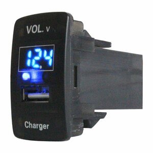 【ホンダA】 ゼスト JE1 JE2 H18.3～H24.11 LED発光：ブルー 電圧計表示 USBポート 充電 12V 2.1A 増設 パネル USBスイッチホールカバー