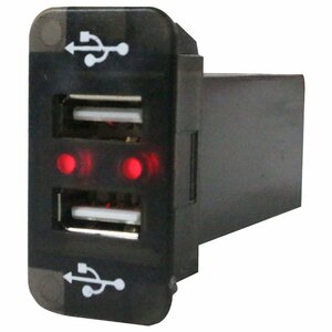 AZワゴン MF33S H20.9～H24.12 LED/レッド 2口 USBポート 充電 12V 2.1A 増設 パネル USBスイッチホールカバー 電源