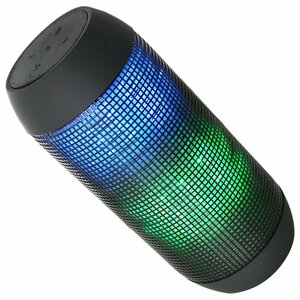 Bluetooth対応 ワイヤレス スピーカー 無線 LED搭載 ドリンクホルダー収まる スピーカー 音楽再生機 ブラック 黒