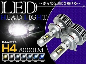 オールインワン 一体型 H4 LEDヘッドライト 3000LM 6500k ホワイト/ブルー/イエロー 切り替え可能 カラーフィルム フォグ