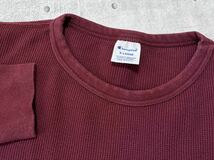 大きいサイズ XL Champion ワッフル サーマル 長袖 Tシャツ ロンT　　無地 単色 ボルドー クルーネック チャンピオン 玉9609_画像5