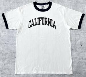 新品 GILDAN CALIFORNIA カレッジロゴ トリム Tシャツ　　リンガー 半袖 カリフォルニア大学 カレッジロゴ ギルダン ビッグロゴ 玉9483