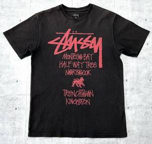 STUSSY ワールドツアー 半袖 ブラック Tシャツ サーフ サブカルチャー　　SOCAL ストリート スケート クルーネック 玉9505