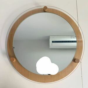 鏡 壁掛け ミラー ウォールミラー 壁掛けミラー 丸型 木製 インテリア サイズ約52cm×約6cm