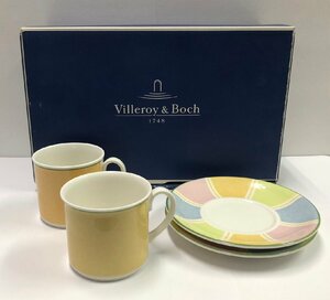 1円～【Villeroy＆Bochビレロイ＆ボッホ】【ペア　カップ＆ソーサー】陶器　工芸　食器　コップ　インテリア　コレクション