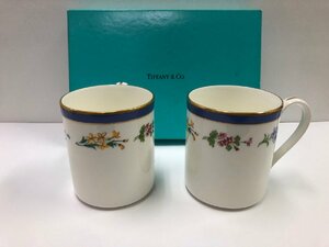 1円～【Tiffany & Co.ティファニー】【Floralフローラル】ペアマグカップ　工芸　陶器　食器　インテリア　コレクション