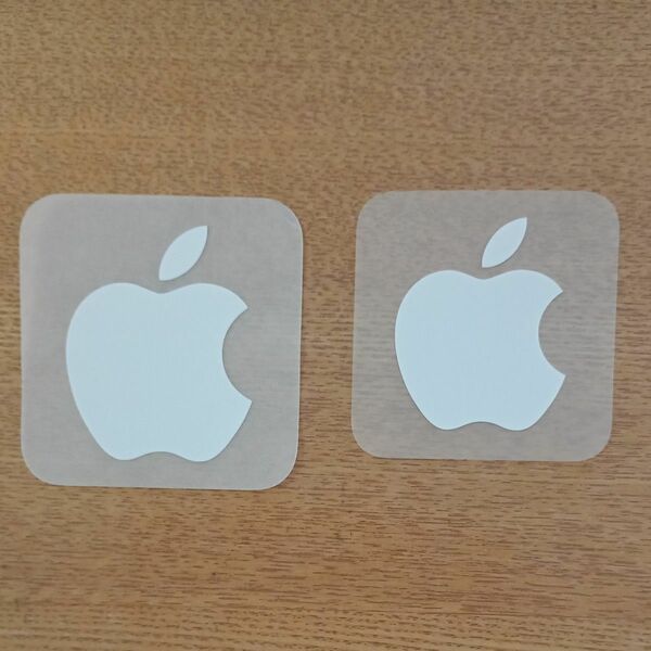 Apple　シール2枚 Apple ステッカー アップル シール ロゴ iPhone ホワイト