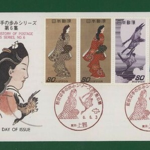 ☆コレクターの出品 ＦＤＣ『1995年 郵便切手の歩みシリーズ』第６集 あ-5の画像1