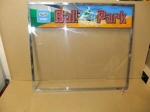 TAITO ball park plastic Showa Retro arcade game large case glass panel parts Vintage retro game navy blue panel 