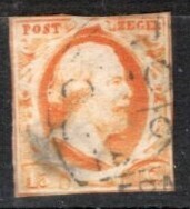 ◆206古いオランダ　1852年　WILLIAM III　1５c　無目打ち　$130　① ◆