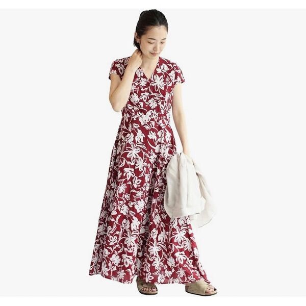 MARIHA マリハ 春の月のドレス ワンピース Vネック ボルドー リゾート