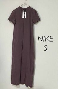 S 新品 完売品 NIKE DRESS マキシ ワンピース ロングワンピース ナイキ ハイブリッド CL ドレス Tシャツ 半袖ワンピース ブラウン