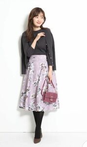 【※6/16まで出品】ジャスグリッティ　フラワープリントスカート　花柄スカート　ピンク　パープル　サイズ1 S