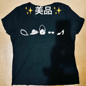 【美品】 黒 Tシャツ　コットン100% 綿　かわいい　M