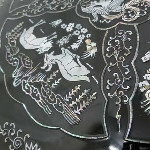 漆器 漆 螺鈿 象嵌 八角 型 オードブル  木製漆器 韓国 中国 螺鈿細工 羊 鹿 兎 リス の画像4