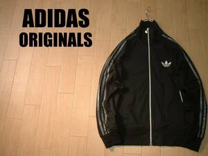 希少ADIDAS ORIGINALS黒ブラックxパイソン柄3ラインジャージトップ美品S正規アディダストラックジャケット刺繍トレフォイル蛇ヘビ柄ATP