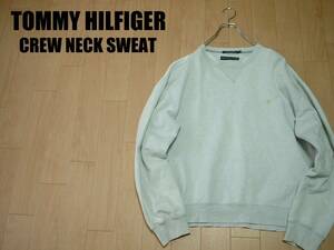 TOMMY HILFIGERワンポイント月桂樹刺繍クルーネックスウェットLライトグレー正規トミーヒルフィガートレーナー90sビンテージJEANSジーンズ