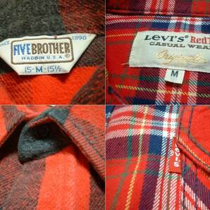 即戦力2着セットUSA製FIVE BROTHER & LEVI'S RED TABネルシャツM正規80sビンテージ米国製ファイブブラザー&リーバイスレッドタブの画像2