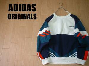 希少ADIDAS ORIGINALSマルチカラージャージスウェット海外S(JPN-M〜L程)正規アディダスオリジナルストラックトップトレーナートレフォイル