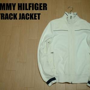 TOMMY HILFIGERワンポイント刺繍リブスウェットデナリトラックジャケットS(JPN-M程)ホワイトフラッグ正規トミーヒルフィガージャージトップの画像1