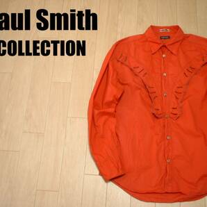 高級Paul SmithコットンドレスシャツL差し色レッド朱色オレンジ正規ポールスミスCOLLECTIONウエスタンWESTERN定価2万円の画像1