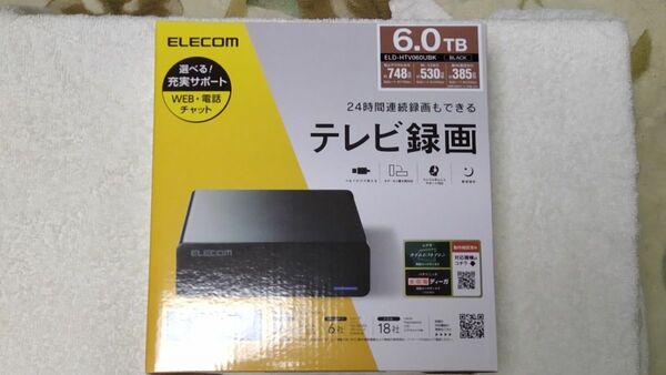 未使用未開封品 エレコム 外付けハードディスク 6TB ELD-HTV060UBK