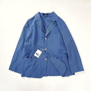 D74　新品　45R　定価4.7万　コットンシャツジャケット　3　長袖ストライプ