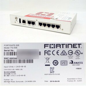 ＃ライセンス2024.12.28 Fortinet/フォーティネット Fortigate-50E FG-50E ファイアウォール ACアダプタ欠品 初期化済み No.2の画像2