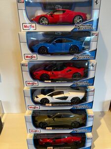 ミニカー6台　フェラーリ296,SF90,ポルシェ911,ランボLPI800-4, ウラカン ,Audi e-tron1/18