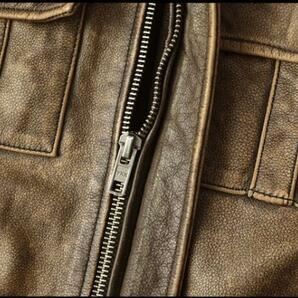 ■稀少新品■レトロ ライダース 牛革 レザージャケット 本革 メンズ 革ジャン バイクウエア ブルゾン オートバイの画像7