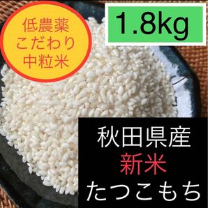 新米こだわり中粒米◎低農薬もち米　新米たつこもち【白米】1.8kg