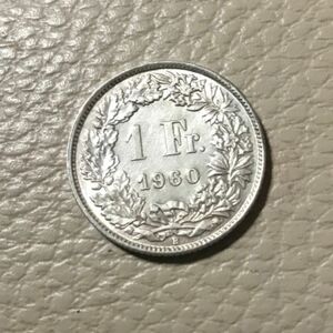 【極美品】スイス 1フラン 銀貨 1960年 1 Fr. ヘルヴェティア女神立像 シルバーコイン 激レア品　本物　正規品　鑑定済み