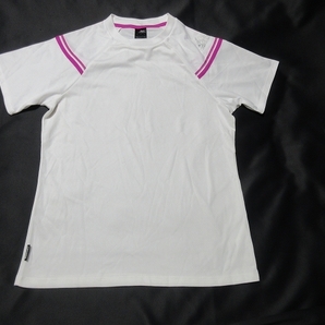 O-469★アディダス・Climalite♪白x紫ライン/半袖Tシャツ(L)★の画像1