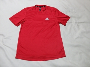 O-522★アディダス・AEROREADY♪赤色/半袖Tシャツ(M)★