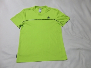 O-573★アディダス・Climalite♪黄緑色/半袖Tシャツ(L)★
