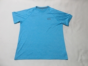 O-719★アンダーアーマー・MTR3764♪青色/UAテックHG/半袖Tシャツ(LG)★