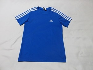 O-875* Adidas! blue color / white line / short sleeves T-shirt (160)*