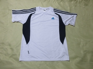 O-912* Adidas *Climalite! white x navy blue / short sleeves T-shirt (L)*