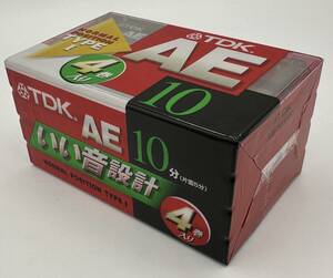 n126TO 未使用品 TDK カセットテープ ノーマルポジション AE 10分 AE-10X11F 4本組 昭和レトロ カラオケ 録音 音楽 おけいこ