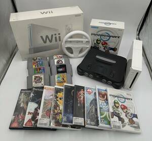 n81-86KA 【1円スタート！】任天堂 64セット 64DD本体 Wii 本体 ホワイト RVL-001 ソフト17本セット ケーブル 電源アダプター付 動作未確認