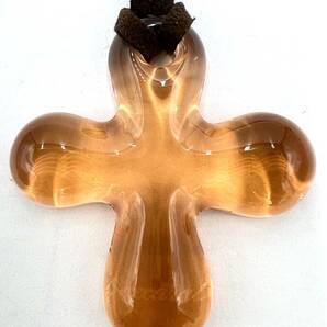 ｇ914ＳＫ バカラ ネックレス ペシェ ミニョン クロス 十字架 丸い オレンジ ペンダント ビジュー ビジュウ チョーカーの画像2