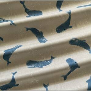 mets★5m*ソフト加工シーチング*クジラ*in the sea*sand beige*4Aの画像7