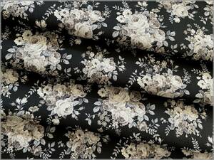 mets★5m*アンティークローズ薔薇*シーチング*black monotone*2F