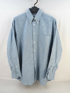 4T240215 美品 INDIVIDUALIZE SHIRTS 長袖 無地 ライトブルー デニム ボタンダウン サイズ/14H・32 インディビジュアライズドシャツ