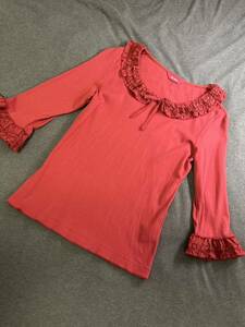 [3,900 jpy start ]NO279* Pink House collar .. sleeve . pretty cut and sewn red 