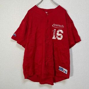 マジェスティック USA製半袖ベースボールシャツ　アメリテック　企業ロゴ　F9 古着　入手困難　人気　ビッグサイズ　ゆるだぼ　アメリカ製