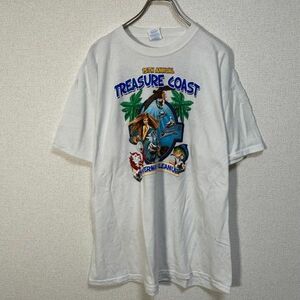 ポートアンドカンパニー　半袖Tシャツ　イルカ　ウミガメ　カニ　マーメイド　白　F9 古着　入手困難　人気　総柄　熱帯魚　人魚　企業ロゴ