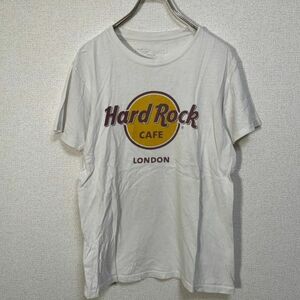 ハードロックカフェ 半袖Tシャツ　ロンドン　デカロゴ　ビッグロゴ　白T49 古着　入手困難　激レア　希少 人気　LONDON　ホワイト　茶色